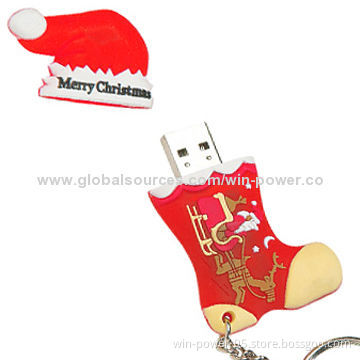 Christmas Socks PVC Memory Drive, Good Gift for Christmas Day, 1/2/4/8/16/32 to 64GB Capacity